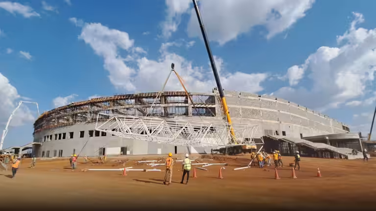 Uganda – AKII–BUA Stadium Space Frame Installation in Progress